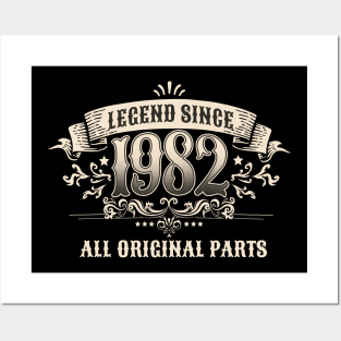 Retro Vintage Birthday Legend Since 1982 Posters and Art